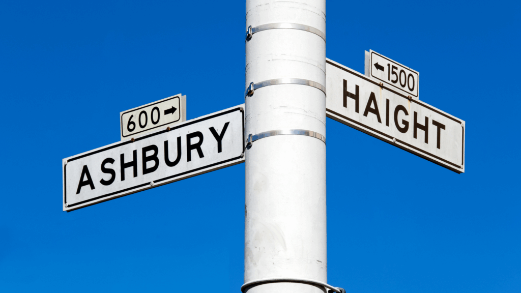 haight ashbury neighborhood street signs in san francisco