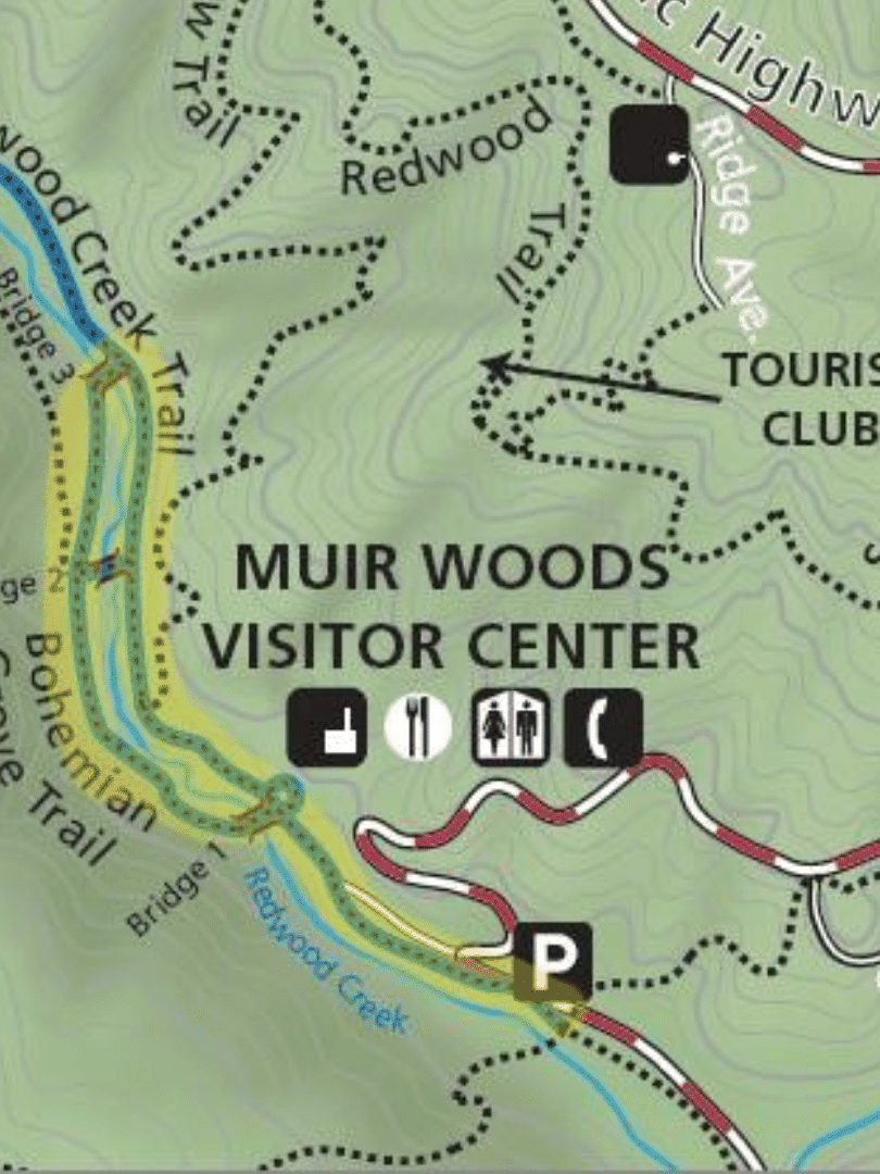 map of the muir woods trail: redwood creek tail 