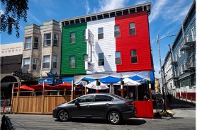 building with an italian flag painted on the side