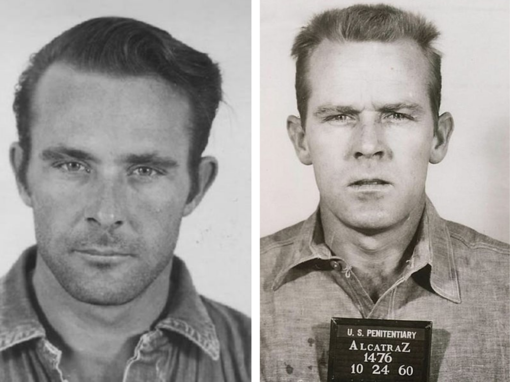 mug shots of alcatraz inmates Clarence Anglin (left) and John Anglin (right) 