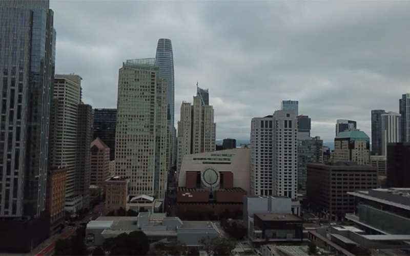 View from downtown San Francisco on a gray day