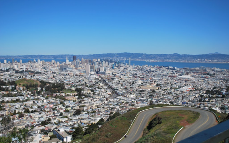 View from Twin Peaks San Francisco in summer