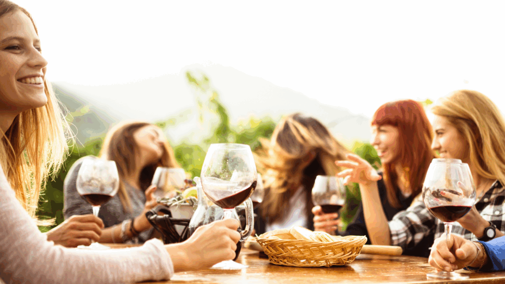 people enjoying glasses of wine in napa valley