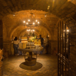 brick cellar in the castello di amorosa caslte in napa valley