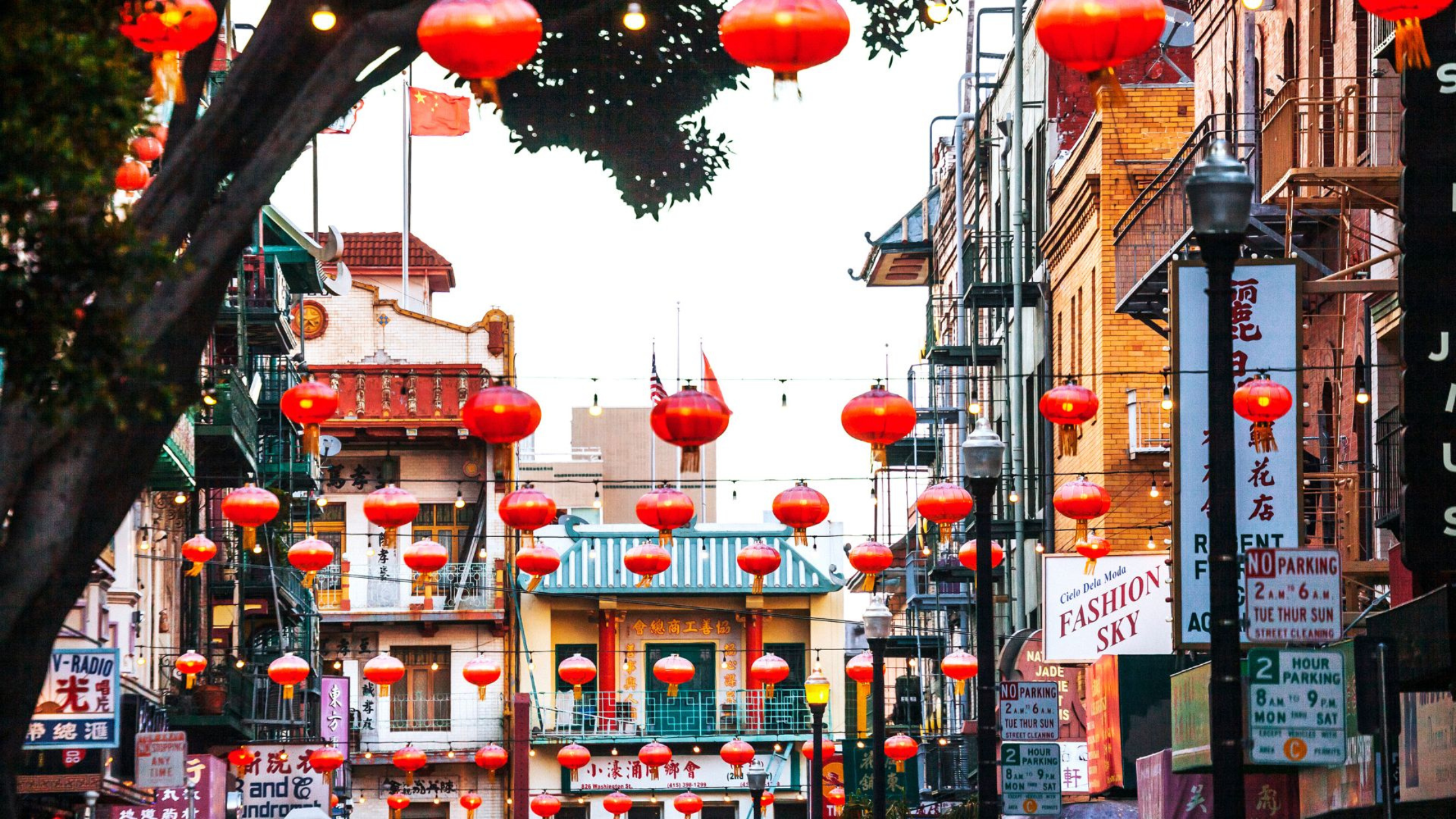 colorful china town on an afternoon in san francisco
