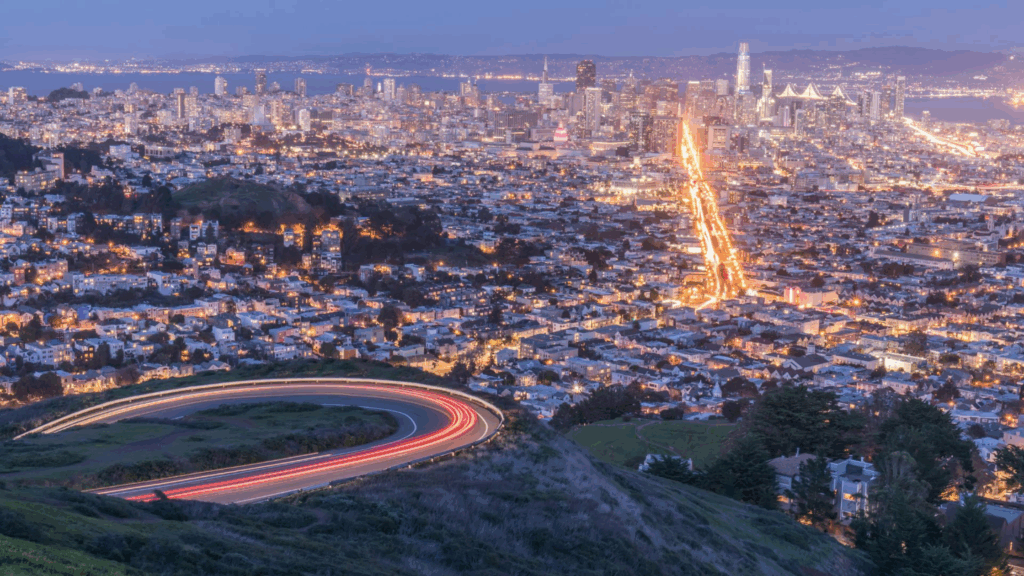 evening in san francisco view from twin peaks