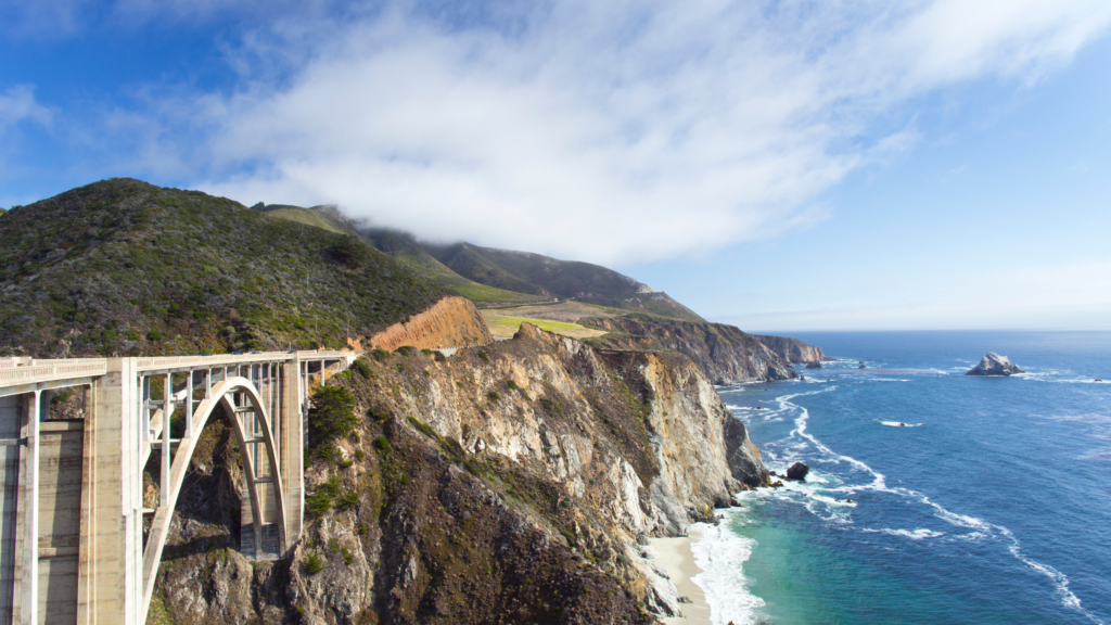 scenic bixby bridge on the pacific coast highway from monterey to big sur