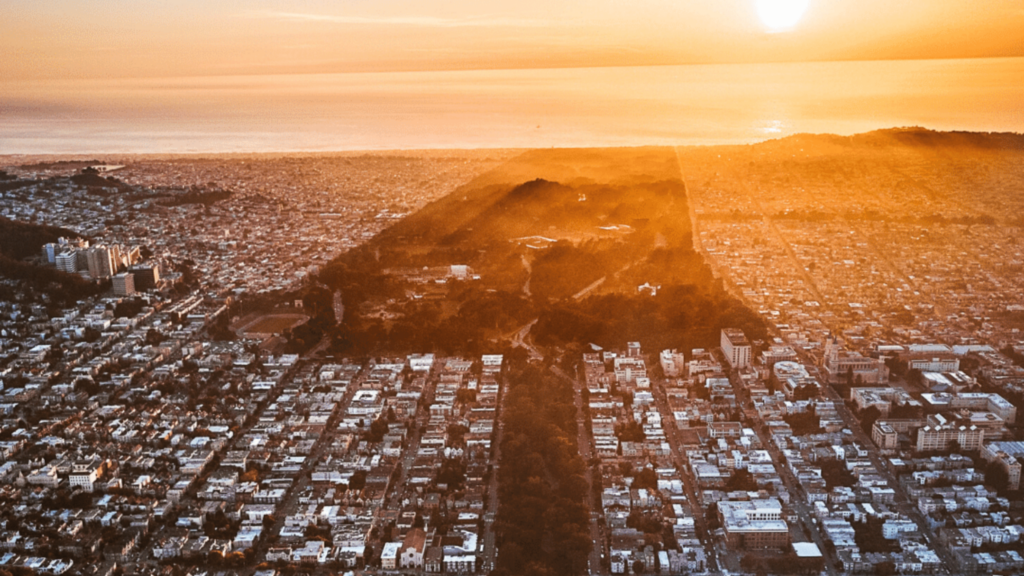 aerial view of golden gate park